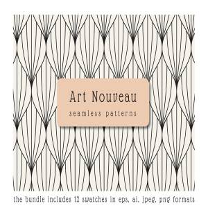 新艺术主义无缝图案花纹 Art Nouveau Seamless Patterns Set