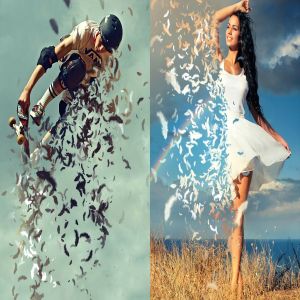 羽毛飘舞类化蝶特效PS动作 Feathers Photoshop Action