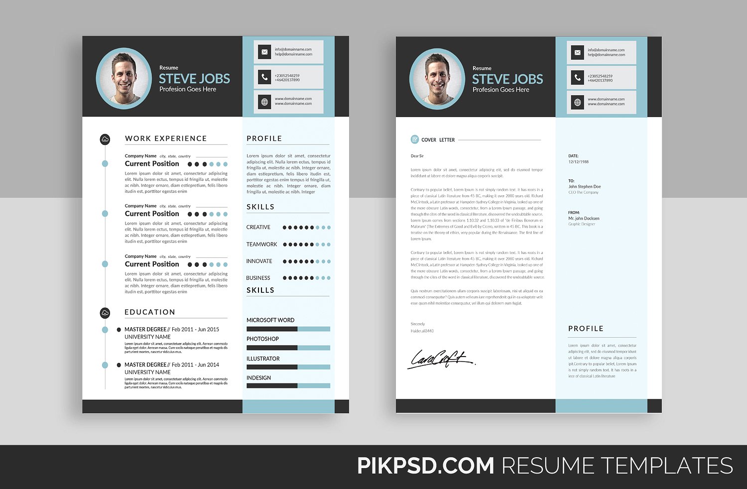 清洁明亮的简历模板