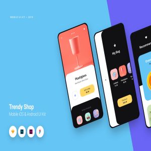 时尚商城iOS&安卓APP应用UI设计套件 Trendy Shop App iOS & Android UI Kit Template