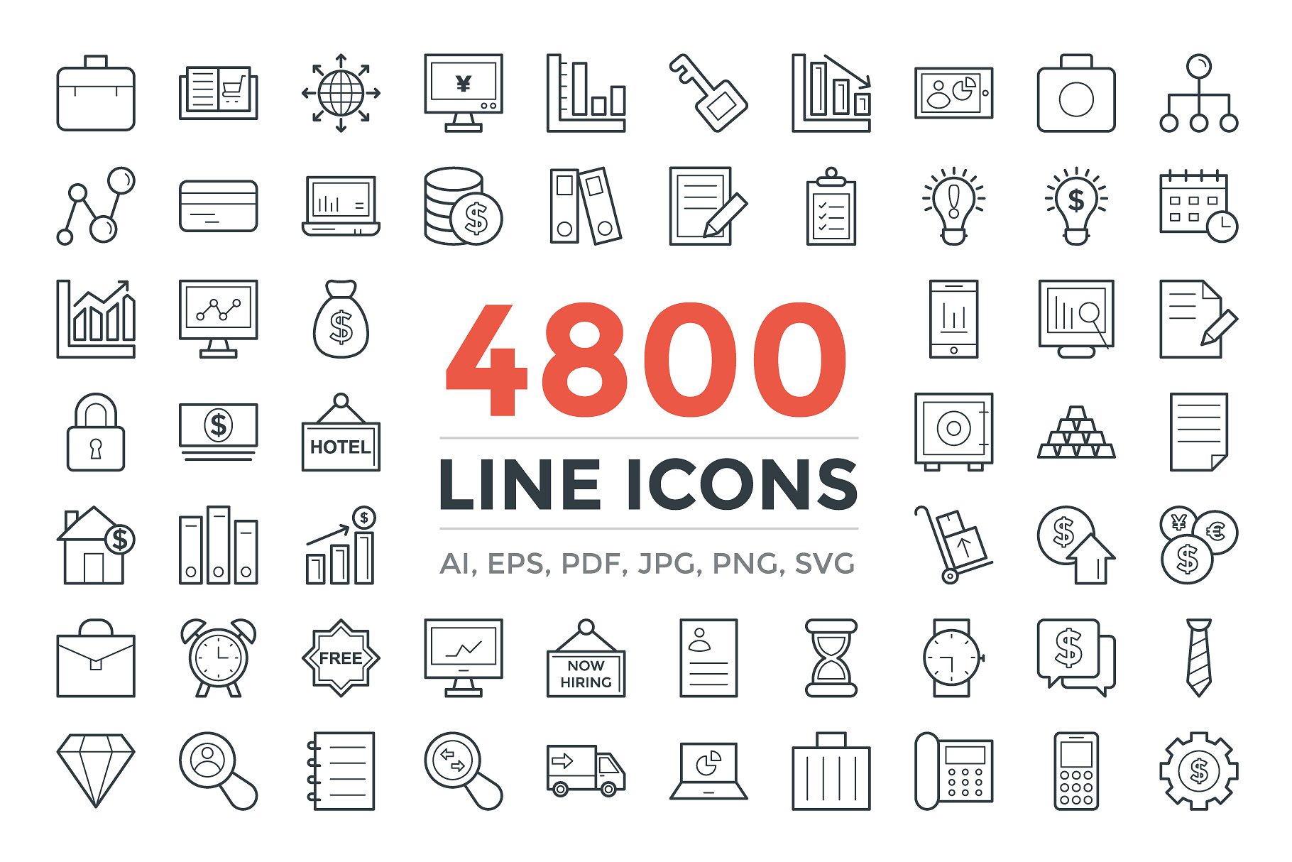 4800枚量贩式线条图标合集 4800 Line Icons Pack