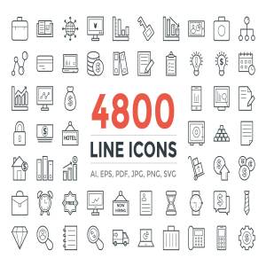 4800枚量贩式线条图标合集 4800 Line Icons Pack