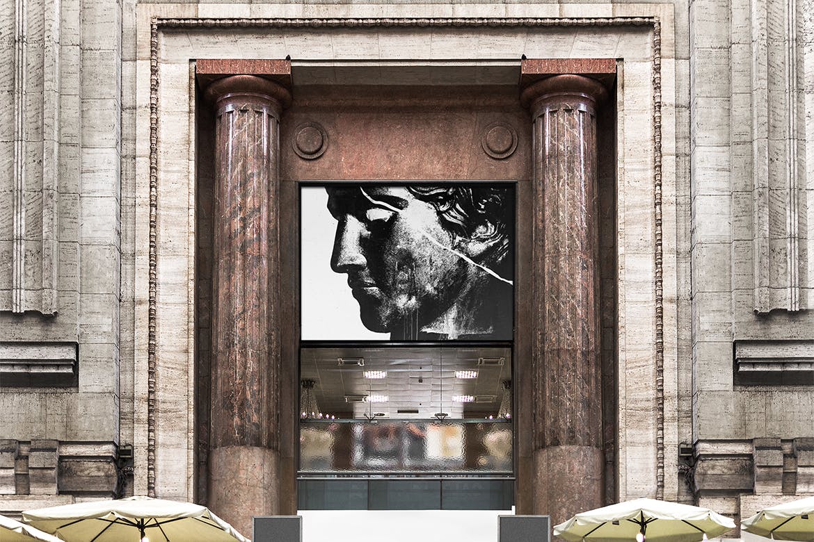 大楼外墙海报设计效果图样机模板 Flyer Poster Mock-up