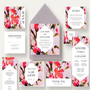 康乃馨婚礼邀请函设计套装 Carnation Flower Wedding Suite