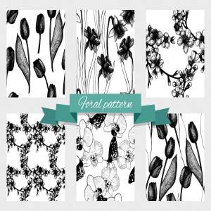 复古墨水手绘无缝花卉图案 Floral Pattrens Collection