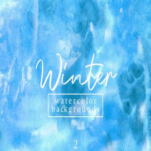 冬天水彩肌理纹理背景设计素材v2 Winter Watercolor Backgrounds 2