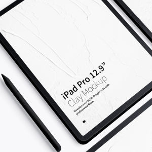 iPad Pro平板电脑UI设计效果图网格布局样机 Clay iPad Pro 12.9” Mockup, Grid Layout插图3
