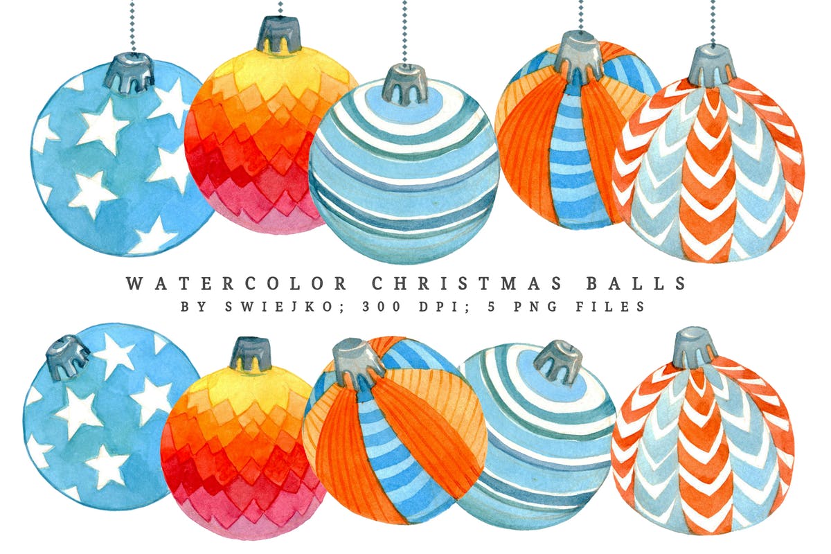 水彩圣诞球2 Watercolor Christmas balls II