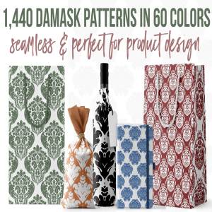 60种颜色1440种锦缎图案纹理[3GB] 1,440 Damask Patterns in 60 Colors