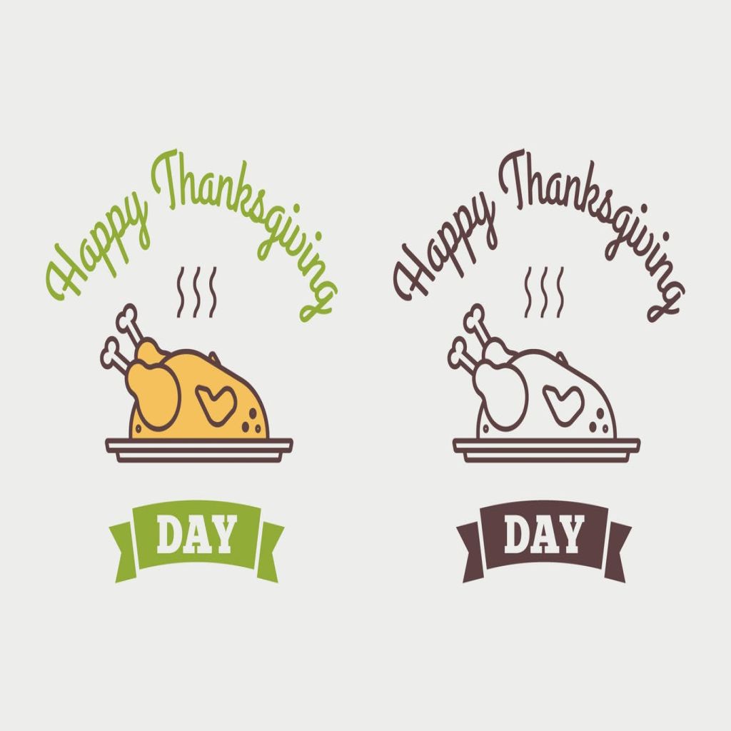 扁平设计风格感恩节庆祝主题Logo设计模板 Flat design style Happy Thanksgiving Day logotype,插图