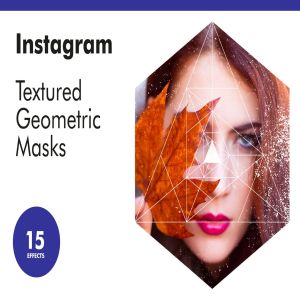 12个破损几何图形背景PSD分层模板 Instagram Textured Geometric Masks插图1