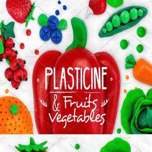 橡皮水果与蔬菜插画素材 Plasticine Fruits & Vegetables