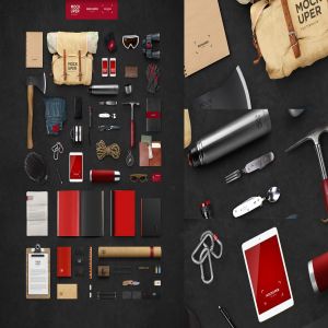 运动户外野外求生品牌场景样机模板 Travel Brutal Branding Mockup