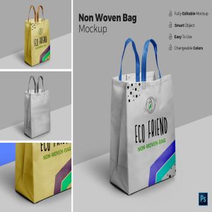 无纺布环保购物袋设计图样机模板 Non Woven Bag Mockup
