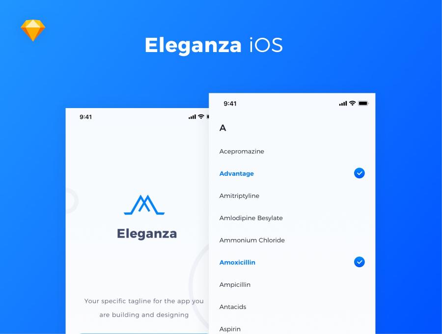 一流设计素材网下午茶：优雅的常规功能iOS APP UI KIT套装下载