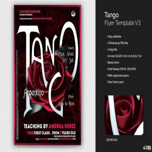 探戈舞蹈晚会宣传PSD模板V3 Tango Flyer PSD V3
