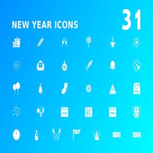 16种风格多尺寸的新年矢量图标合辑下载[png,svg]