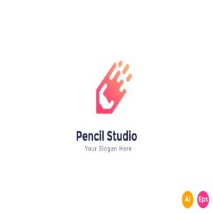 铅笔图形创意Logo设计模板 Pencil Studio Logo Template插图1