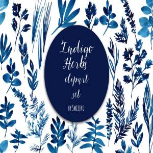 草本水彩剪贴画 Watercolor Herbs, leaves