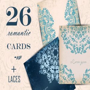 高端优雅蕾丝装饰邀请函设计模板 Rownd Lace Cards
