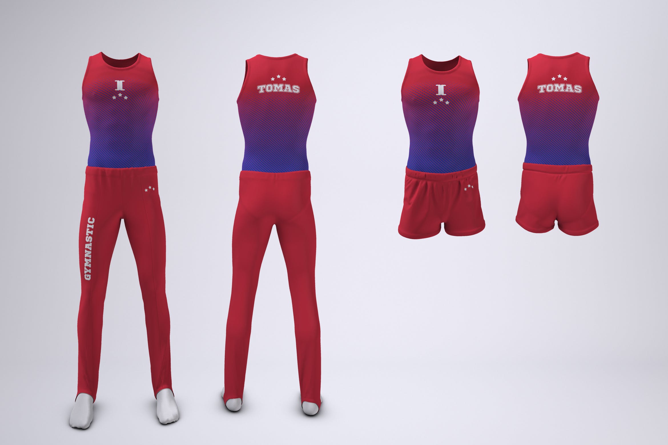 体操制服队服设计展示样机模板 Gymnastics Uniform Mock-Up