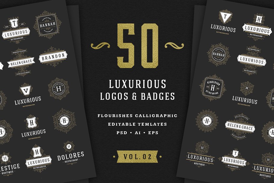 50个奢华装饰Logo及徽章  50 Ornament logos & badges