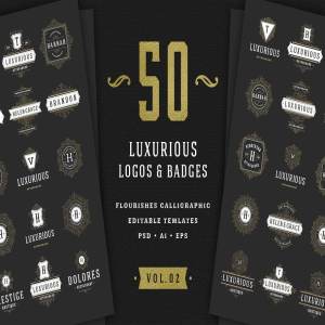 50个奢华装饰Logo及徽章  50 Ornament logos & badges