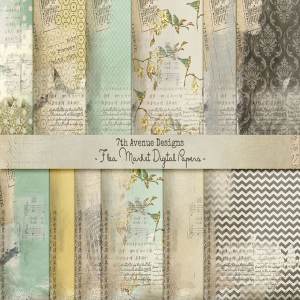 浓厚复古风纸张纹理 Flea Market Digital Papers