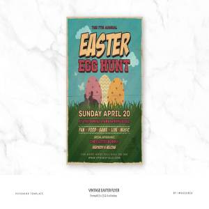 复古风格复活节活动传单模板 Vintage Easter Flyer