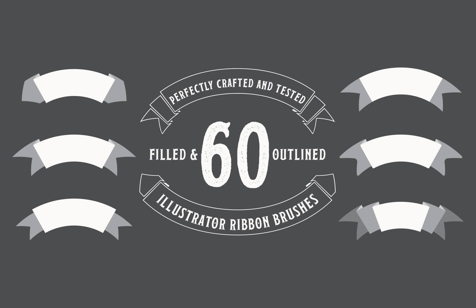 60个彩带形状 AI 笔刷 60 Illustrator Ribbon Brushes