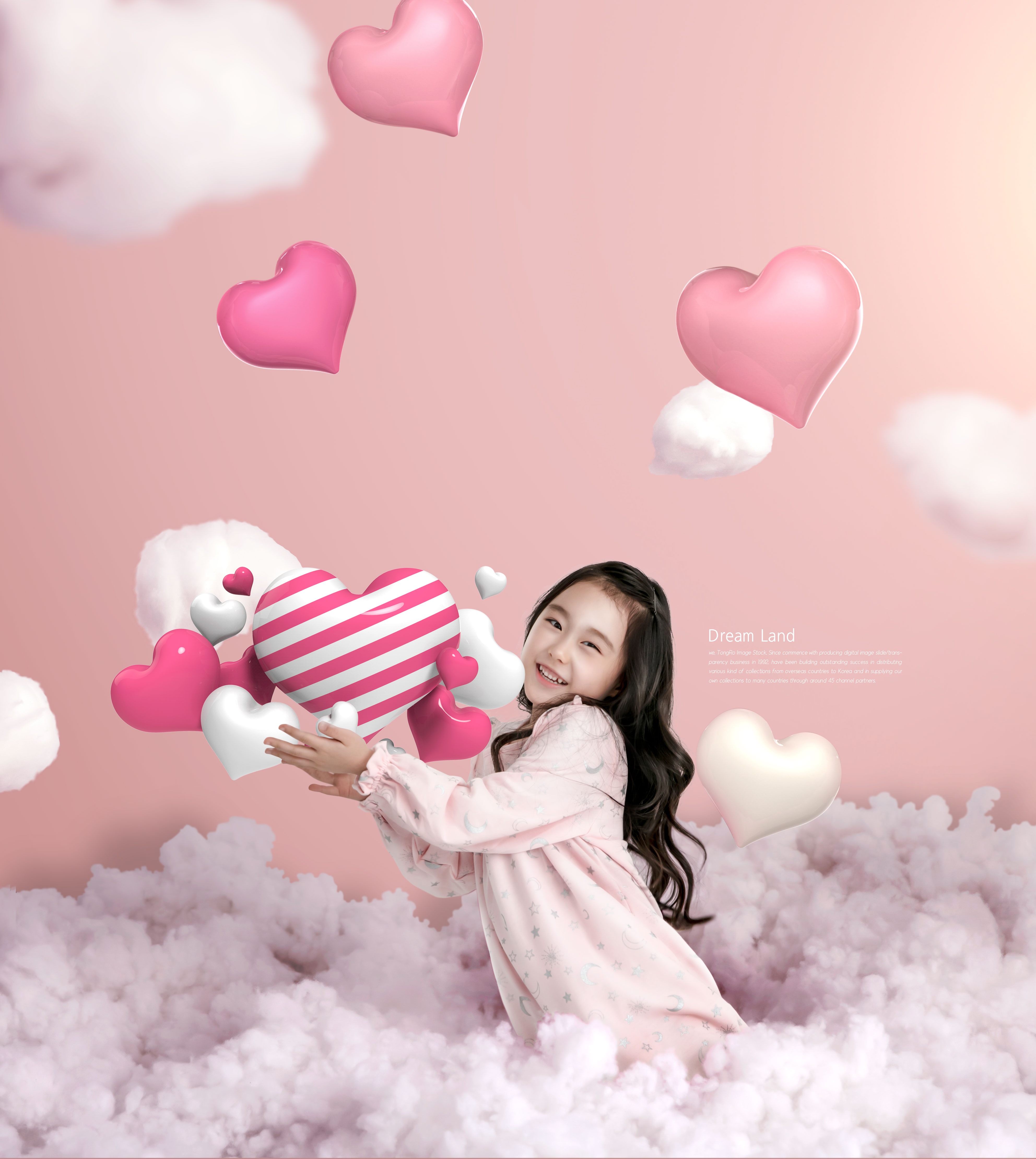 粉色爱心儿童海报设计素材