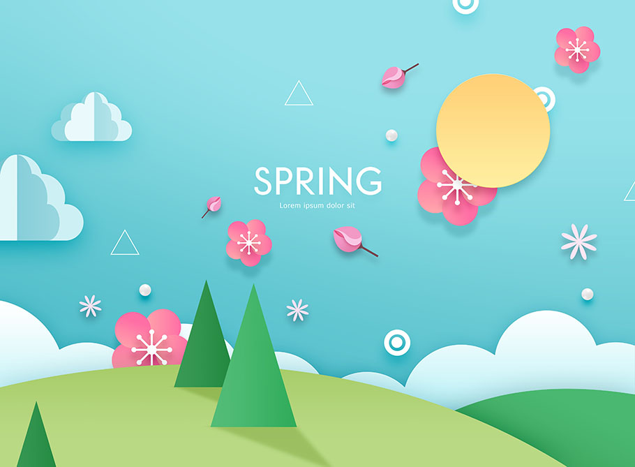 春季创意卡通插画海报模板PSD