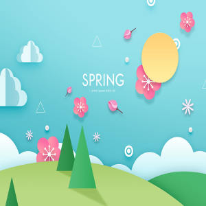 春季创意卡通插画海报模板PSD