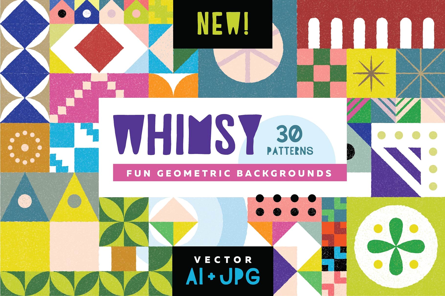 异形多彩几何图案纹理 Whimsy Geometric Pattern Bundle
