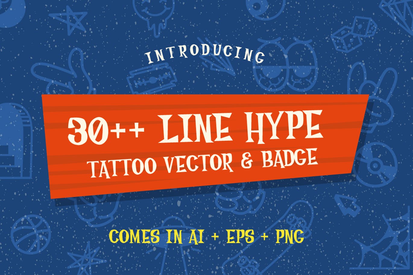 30+线条艺术纹身图案&徽章矢量图形素材 30++ Line Hype Tattoo Vector & Badge
