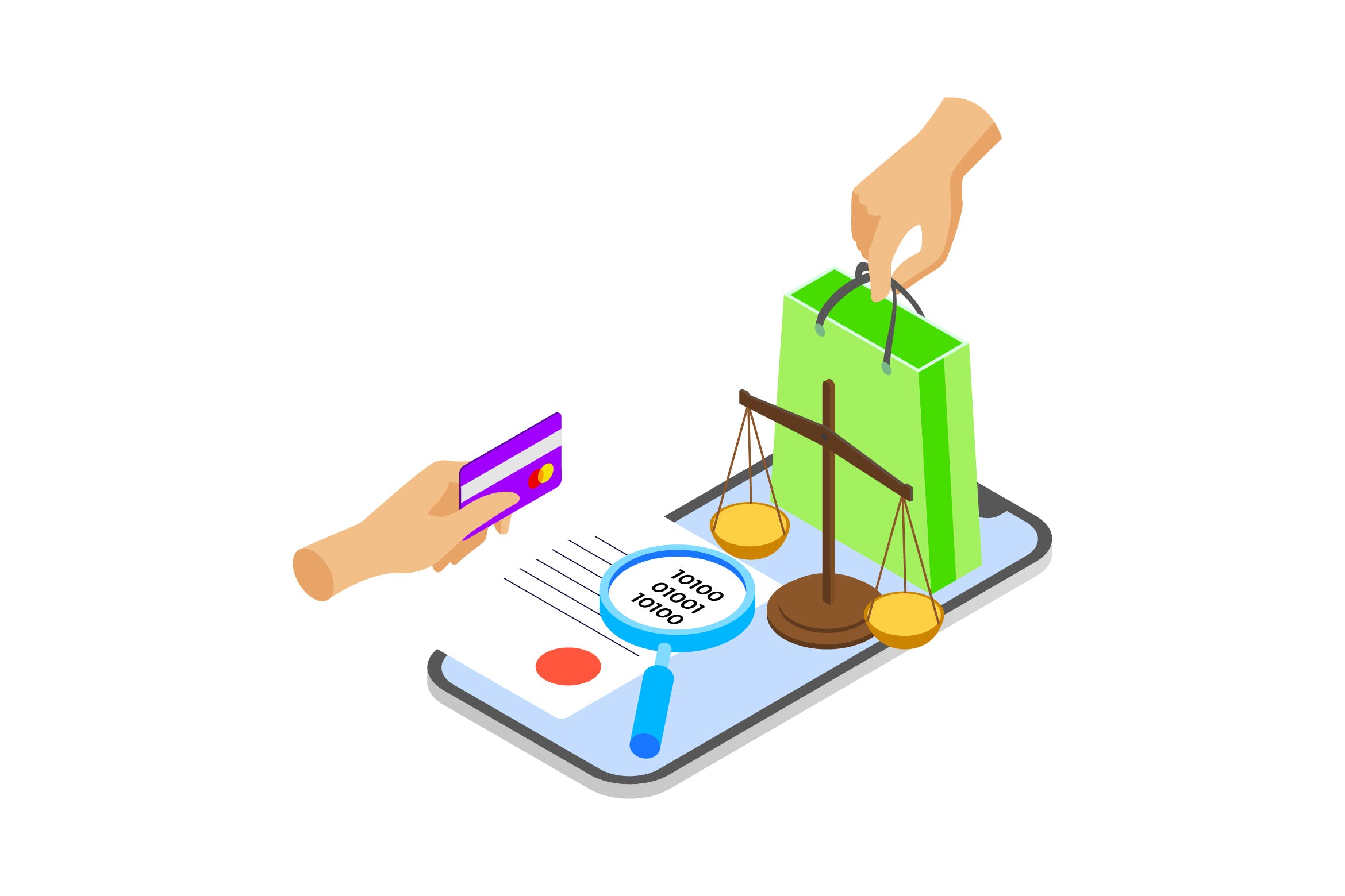 区块链技术智能合约概念插画素材v10 Smart Contract on Blockchain Isometric  10 – TU