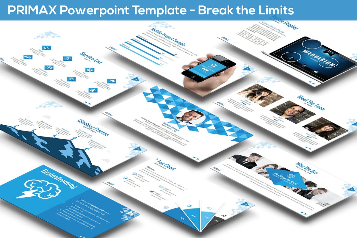 蓝色主题IT技术演示PPT模板 PRIMAX Powerpoint Template