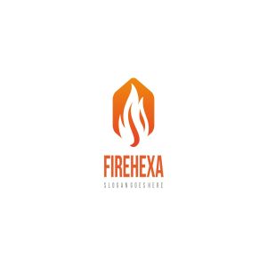 六边形火焰企业创意Logo设计模板 Fire Hexagon Logo