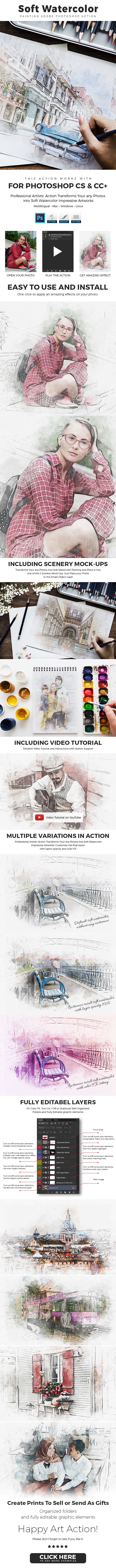 柔和水彩画艺术Photoshop动作 Soft Watercolor Painting Photoshop Action