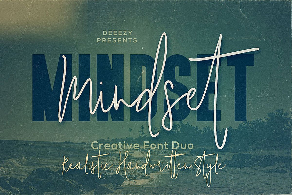 二重奏字体：手写草书书法+粗体无衬线英文字体 Mindset Font Duo