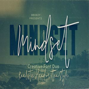二重奏字体：手写草书书法+粗体无衬线英文字体 Mindset Font Duo