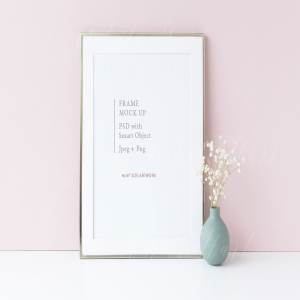 银色边框画框相框样机模板 Gold 8×10″ frame mock up