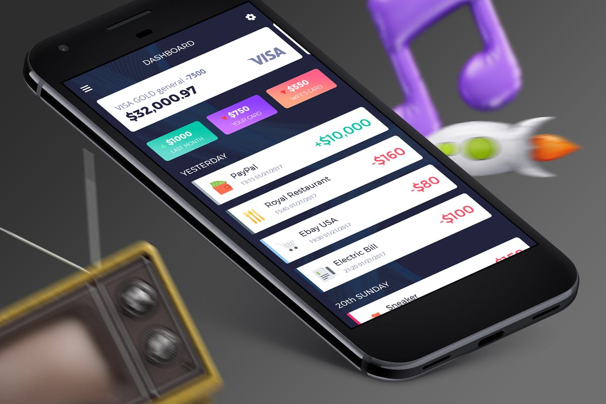 线上交易金融类手机APP UI套件 – H Finance 7 Mobile Ui – H
