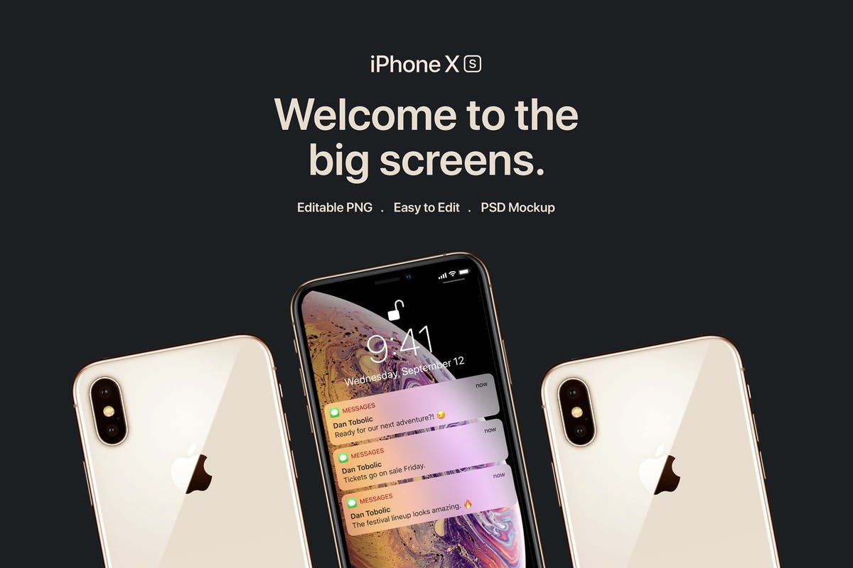 正反面视角iPhone Xs智能手机样机 New iPhone XS Mockup