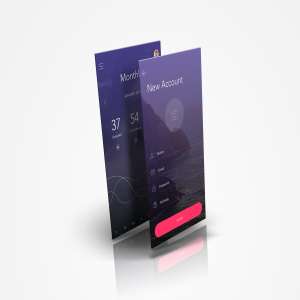 应用程序UI设计屏幕透视图样机模板03 Perspective App Screen Mockup 03