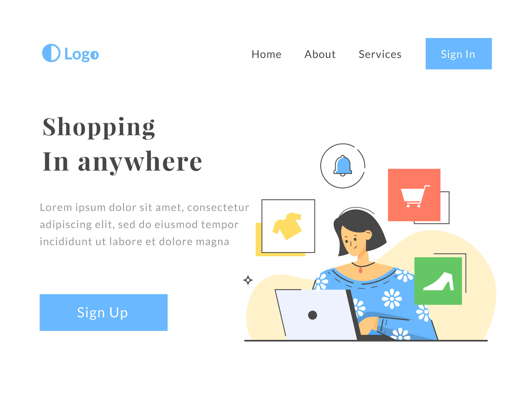 一流设计素材网下午茶：适用于电商网站的线条矢量插画素材