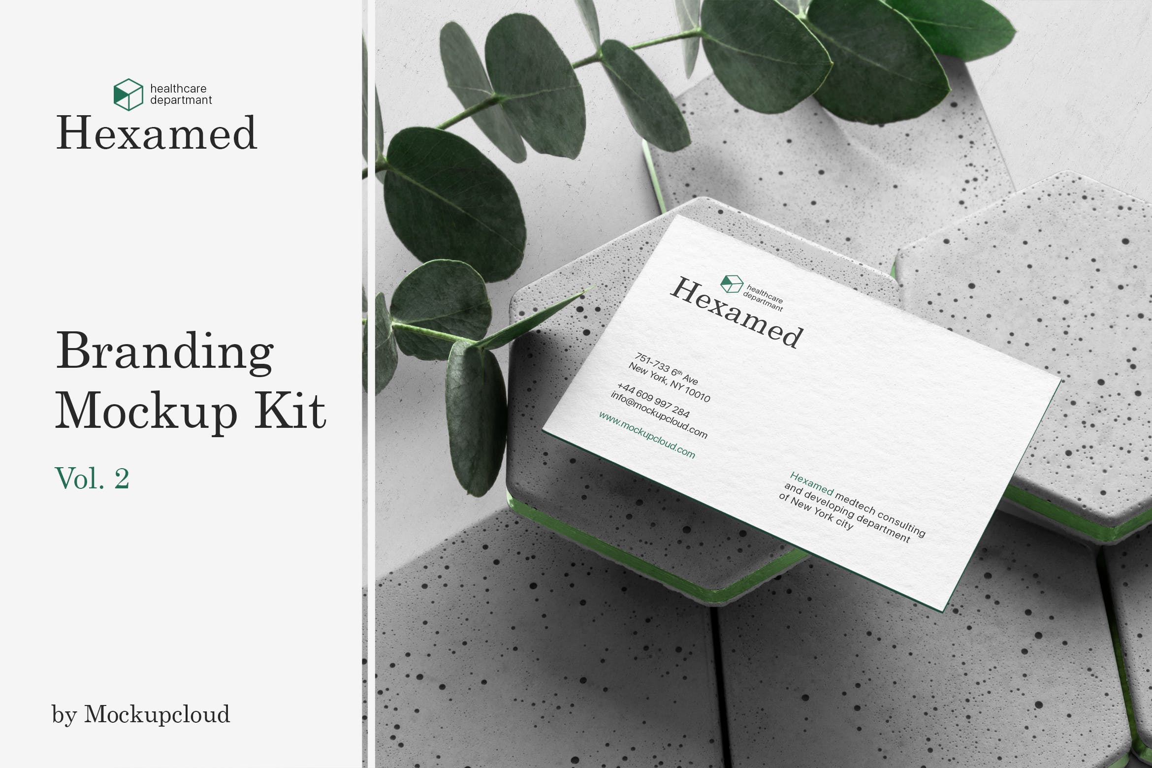 六边形图形设计品牌VI视觉设计效果图样机套件v2 Hexamed Branding Mockup