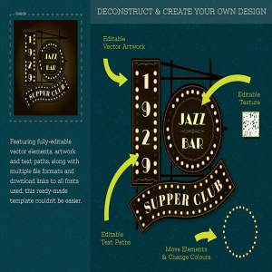 店铺俱乐部夜店Logo设计模板 Art Deco Jazz Club Logo Template