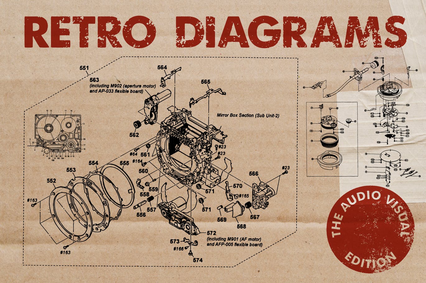 复古视听电器可视化结构矢量图形素材 Retro Diagrams – Audio Visual Edition