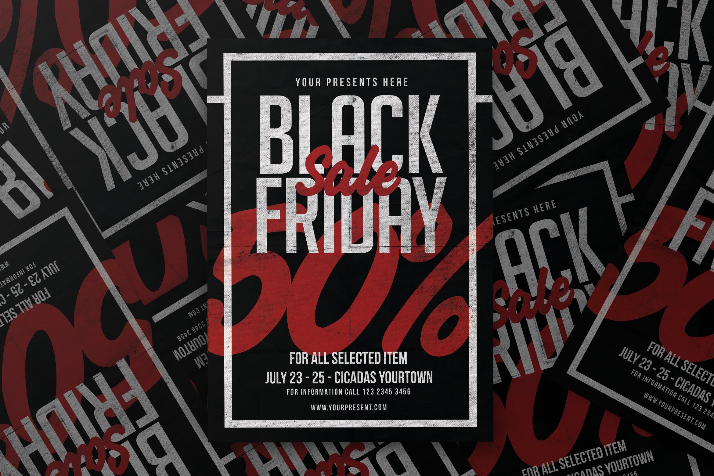 2019黒五海淘购物节促销广告海报模板 Black Friday Sale Flyer